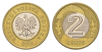 Польша 2 злотых 2009 Y 283 биметалл 4633-117
