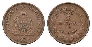 Гондурас 2 сентаво 1974 KM 78a сталь плакированная медью 4674-963