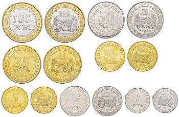 Центральная Африка (BEAC) годовой набор из 7 монет (1, 2, 5, 10, 25, 50 и 100 франков) 2006 KM 15, 16, 17, 18, 19, 20 и 21 UNC 4652-1023-1027