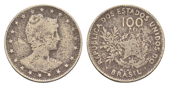 Бразилия 100 реалов (рейсов) 1901 KM 503 медно-никель 4613-234