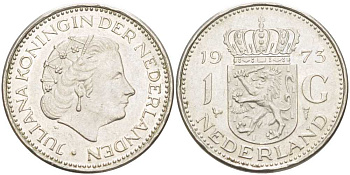 Нидерланды 1 гульден 1973 Юлиана (1948-1980) KM 184a никель 212-1144