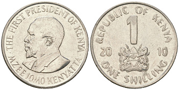Кения 1 шиллинг 2010 Джомо Кениата KM 34 сталь плакированная никелем 4616-1122