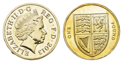Великобритания 1 фунт 2013 Елизавета II (1952-2022) KM 1113 никель латунь UNC 4691-841