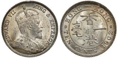 Гонконг 10 центов 1902 Эдуард VII (1901-1910) KM 13 серебро UNC 91-722
