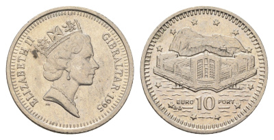 Гибралтар 10 пенсов 1995 KM 112 медно-никель 4666-331