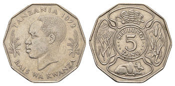 Танзания 5 шиллингов 1972 KM 6 медно-никель 4526-521