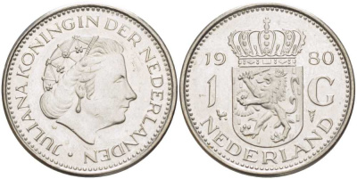 Нидерланды 1 гульден 1980 Юлиана (1948-1980) KM 184а никель 212-1156