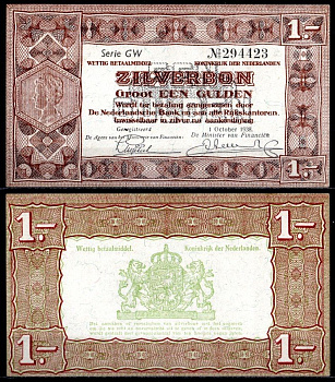 Нидерланды 1 гульден 1938 Pick 61 бумага UNC (пресс) 451-1082-2