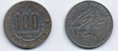 Габон 100 франков 1984 KM 13 никель 51-4523