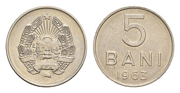 Румыния 5 бань (бани) 1963 KM 89 сталь плакировнная никелем UNC 4636-358