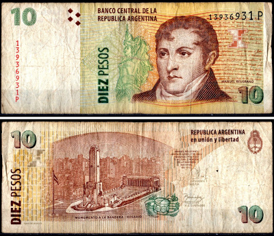 Аргентина 10 песо ND (2003) Pick 354b бумага 3295-63-2-2