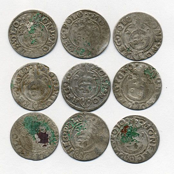 ПОЛЬША ЛОТ ИЗ 9 МОНЕТ В ПОЛТАРАК XVII век серебро M12-3-4