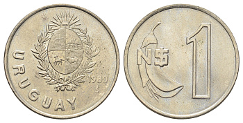 Уругвай 1 новый песо 1980 год-тип KM 74 медно-никель UNC 4666-1255