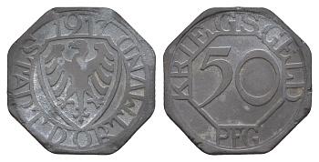 Дортмунд 50 пфеннигов 1917 Funck 103.3, Men05 5488.12, Men18 6862.13 цинк 4637-1224