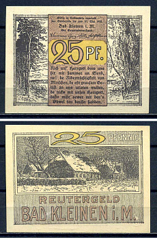 Бад-Клайнен (Мекленбург-Шверин) 25 пфеннигов ND бумага UNC (пресс) 7556-14-1-1