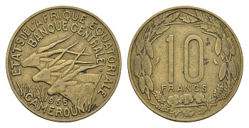 Экваториальная Африка, Камерун 10 франков 1965 KM 2a медь алюминий 4619-216