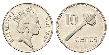 Фиджи 10 центов 1997 KM 52a сталь плакированная никелем UNC 4666-534