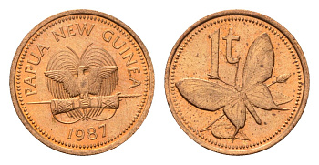 Папуа - Новая Гвинея 1 тойя 1987 KM 1 бронза UNC 4614-637