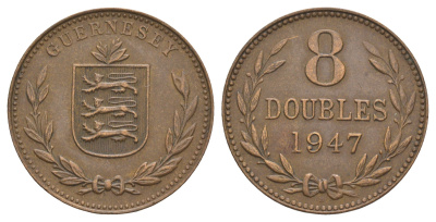 Гернси 8 дублей (даблов) 1947 KM 14 бронза 4545-346