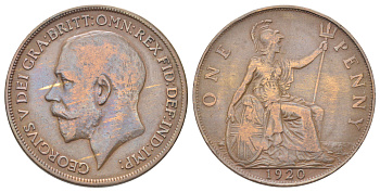 Великобритания 1 пенни 1920 Георг V (1910-1936) KM 810, Spink 4051 бронза 4185-414