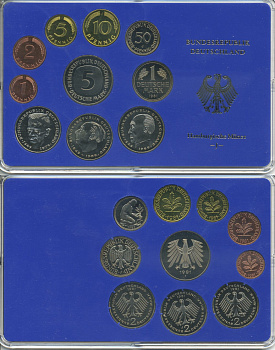 ФРГ набор из 9 монет 1981 J, официальный государственный набор, в пластике    PROOF  3540-30