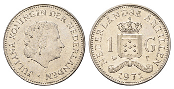 Нидерландские Антильские острова (Нидерландские Антилы) 1 гульден 1971 Юлиана (1948-1980) KM 12 никель 4671-1136