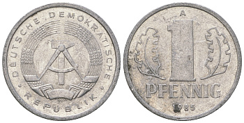 ГДР 1 пфенниг 1985 А KM 8.2 алюминий 4651-129