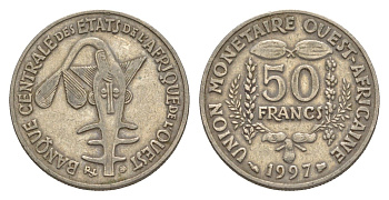Западная Африка (BCEAO) 50 франков 1997 Центральный банк государств Западной Африки KM 6 медно-никель 4643-759