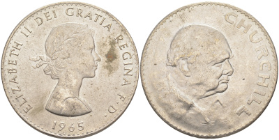 Великобритания 1 крона (5 шиллингов) 1965 Уинстон Черчилль, Елизавета II (1952-2022) KM 910, Spink 4144 медно-никель 4552-431