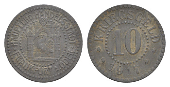 Франкфурт-на-Одере 10 пфеннигов 1917 Funck 137.2, Men05 7479.2, Men18 9402.2 цинк 4636-725