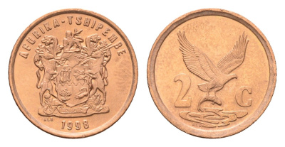 ЮАР 2 цента 1998 KM 159 сталь плакированная медью UNC 4679-167