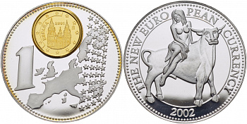 НИДЕРЛАНДЫ МЕДАЛЬ 2002 СЕРИЯ МОНЕТА НА МЕДАЛИ,СТРАНЫ ЕВРОСОЮЗА, ИСПАНИЯ, СЕРЕБРЕНИЕ, ДИАМЕТР 40 ММ., ВЕС 31 ГР. медно-никель PROOF 01-150-31