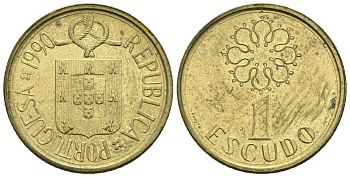 Португалия 1 эскудо 1990 KM 631 никель латунь 4147-626