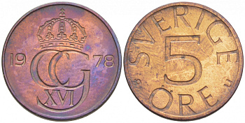 Швеция 5 эре 1978 U Карл XVI Густав (1973- ) KM 849 медь олово цинк 3996-1025