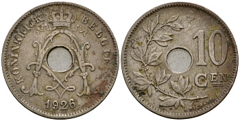 Бельгия 10 сантимов 1926 Belgie KM 86 медно-никель 26-1023