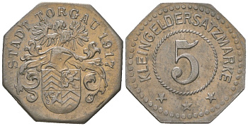 Торгау (Пруссия, Саксония) 5 пфеннигов 1917 Funck 543.4, Men05 25071.4, Men18 31383.4 железо 4380-168