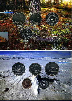 Норвегия набор из 5 монет 2003 запайка, картонный буклет KM MS 63 UNC 4-4-1-20