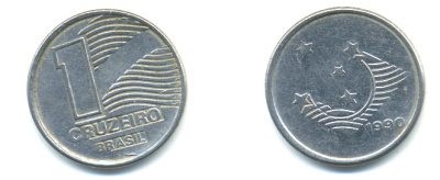 Бразилия 1 крузейро 1990 KM 617 нержавеющая сталь aUNC 93-725