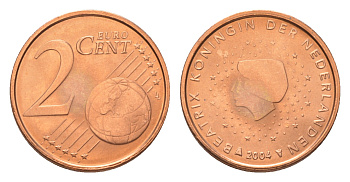 Нидерланды 2 евроцента 2004 Беатрикс (1980-2013), из ролла KM 235 сталь плакированная медью  UNC  M65-06