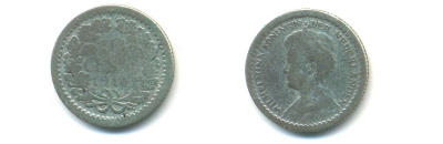 Нидерланды 10 центов 1914 Вильгельмина I (1890-1948) KM 145 серебро 84-949