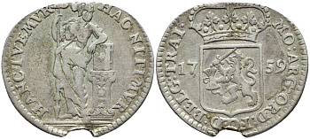 Нидерланды, Утрехт 1/4 гульдена 1759 KM 113 серебро 4395-1136