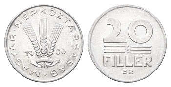 Венгрия 20 филлеров 1986 BP KM 573 алюминий 4665-1266