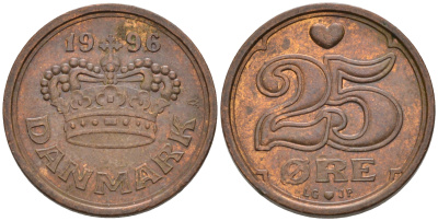 ДАНИЯ 25 ЭРЕ 1996 LG; JP; A, МАРГРЕТЕ II (1972-) KM 868.1 бронза 75-147