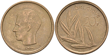 Бельгия 20 франков 1981 Belgique, Бодуэн I (1951-1993) KM 159 никель бронза 4126-221