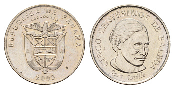 Панама 5 сентесимо 2008 KM 133 медно-никель UNC 4614-465