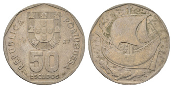 Португалия 50 эскудо 1987 KM 636 медно-никель 4583-912