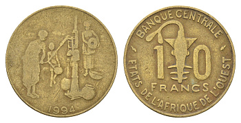 Западная Африка (BCEAO) 10 франков 1994 KM 10 медь алюминий никель 4675-236
