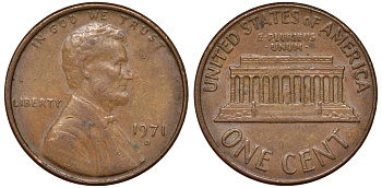 США 1 цент 1971 D KM 201 медь цинк 4547-718