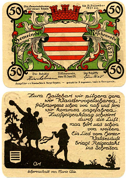 Ношенроде 50 пфеннигов 1921 15 июня 1921, нотгельд (Ort, зеленый), земля Саксония Grabowski 980.11 бумага 2195-12-1-1