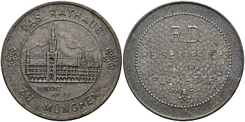 Швейцария медаль ND Ратушная площадь в Мюнхене, путешествия и посещения, диаметр 38 мм. цинк 1095-7-62